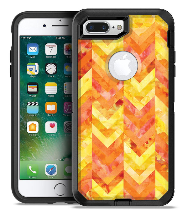 Yellow and Orange Watercolor Chevron Pattern - iPhone 7 or 7 Plus Commuter Case Skin Kit