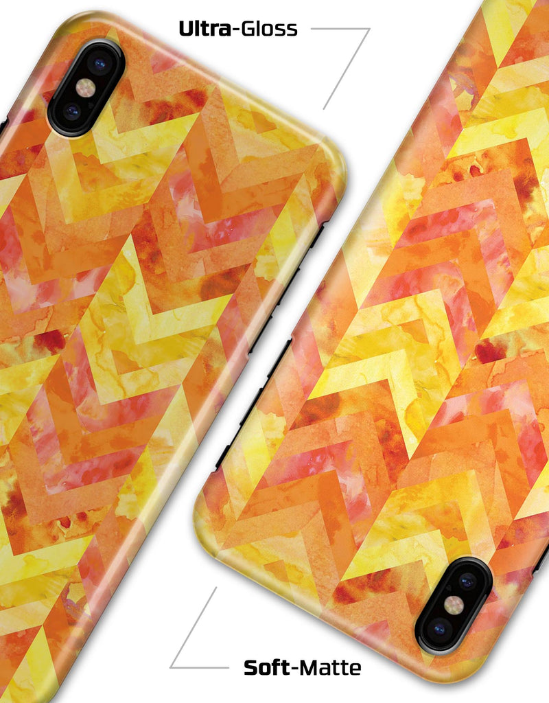 Yellow and Orange Watercolor Chevron Pattern - iPhone X Clipit Case