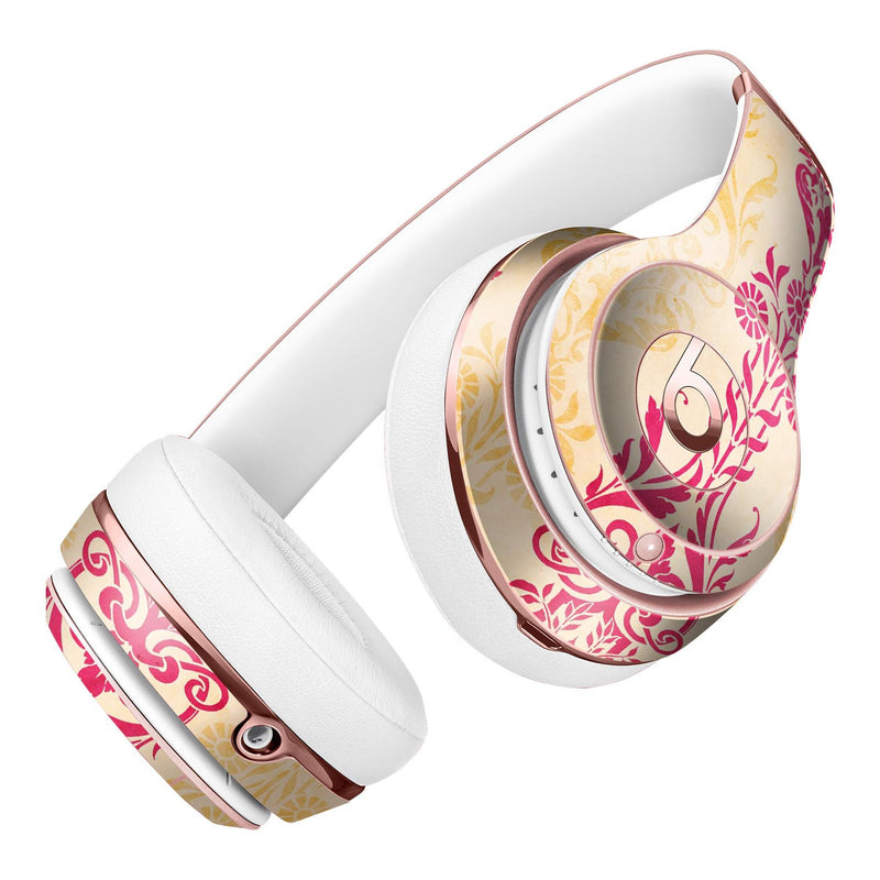 Yellow and Pink Floral Rococo Pattern Full-Body Skin Kit for the Beats by Dre Solo 3 Wireless Headphones