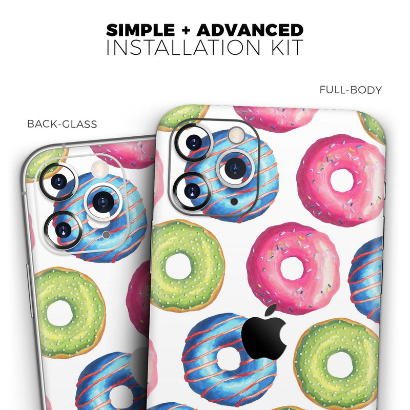 Yummy Colored Donut Galore - Skin-Kit compatible with the Apple iPhone 12, 12 Pro Max, 12 Mini, 11 Pro or 11 Pro Max (All iPhones Available)