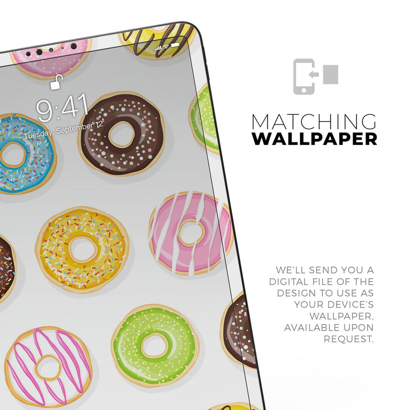 Yummy Colored Donuts - Full Body Skin Decal for the Apple iPad Pro 12.9", 11", 10.5", 9.7", Air or Mini (All Models Available)