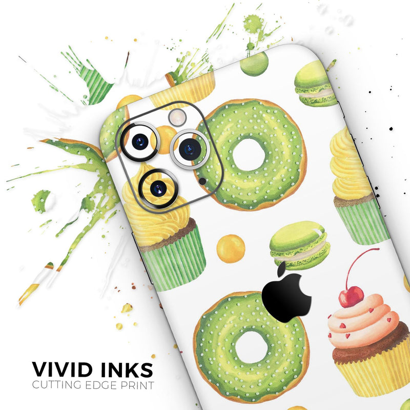 Yummy Galore Bakery Green Treats V1 - Skin-Kit compatible with the Apple iPhone 12, 12 Pro Max, 12 Mini, 11 Pro or 11 Pro Max (All iPhones Available)