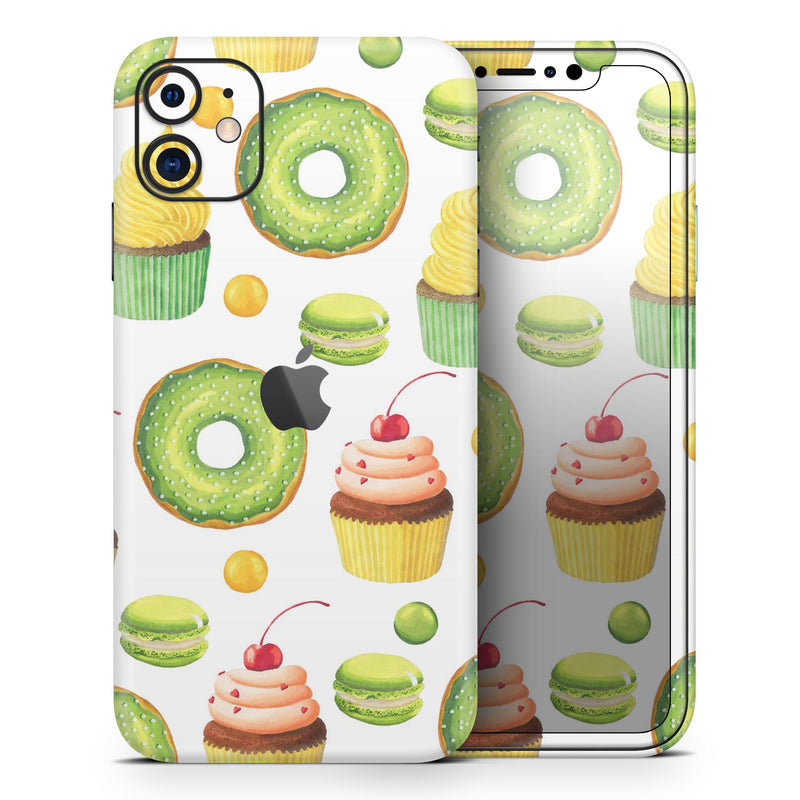 Yummy Galore Bakery Green Treats V1 - Skin-Kit compatible with the Apple iPhone 12, 12 Pro Max, 12 Mini, 11 Pro or 11 Pro Max (All iPhones Available)