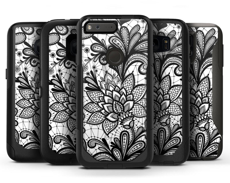 Black and White Geometric Floral - OtterBox Case Skin-Kit for the iPhone, Galaxy & More