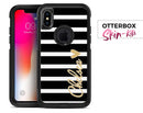 Black and White Striped Gold Name Script Monogram - OtterBox Case Skin-Kit for the iPhone, Galaxy & More