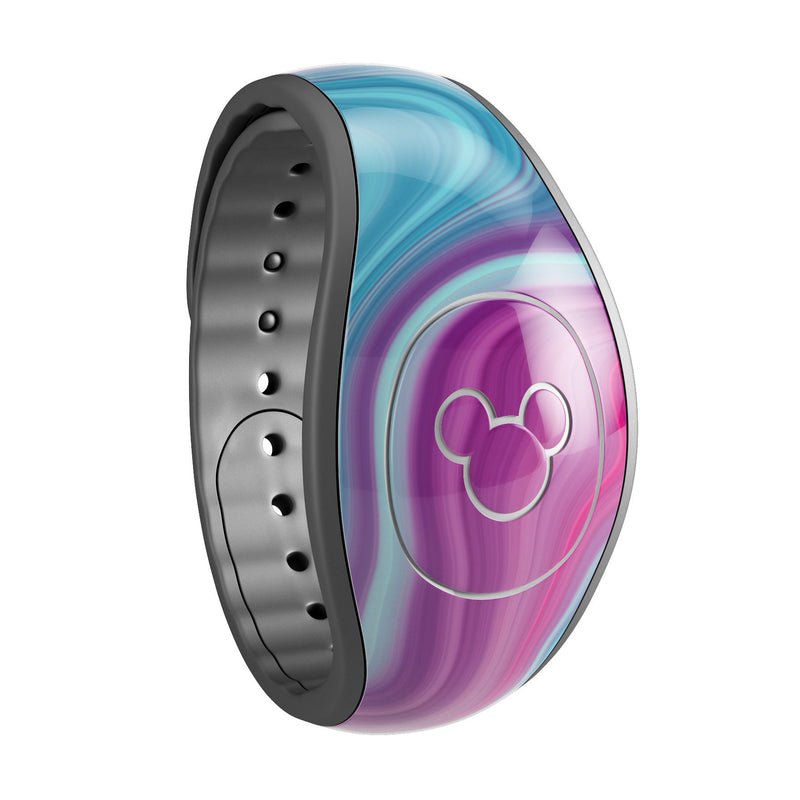 Modern Acrylic Marble Neon V291 - Waterproof Decal Skin Wrap Kit for the Disney Magic Band 1 or 2 (Fits 2.0 or 1.0 for Disney Parks)